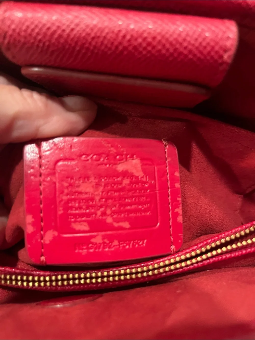 Coach Red Saffiano Leather Satchel with Gold Hardware